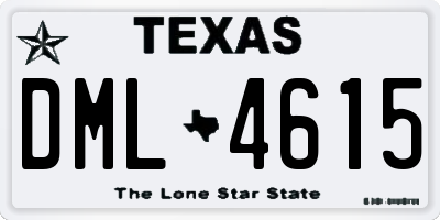 TX license plate DML4615