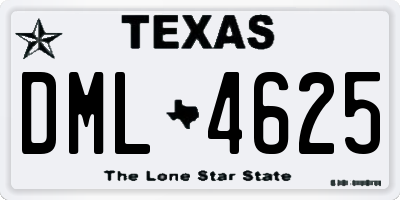 TX license plate DML4625