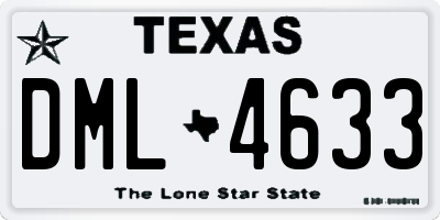 TX license plate DML4633