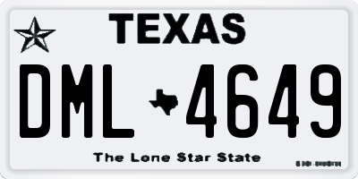 TX license plate DML4649