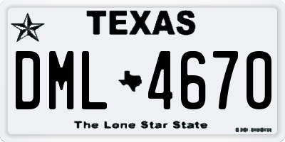 TX license plate DML4670