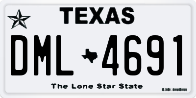 TX license plate DML4691