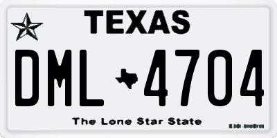 TX license plate DML4704