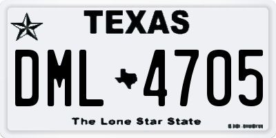 TX license plate DML4705