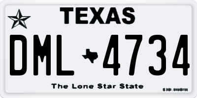TX license plate DML4734