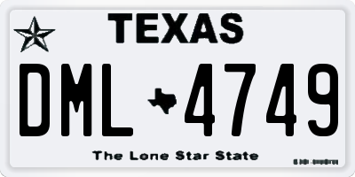 TX license plate DML4749