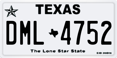 TX license plate DML4752