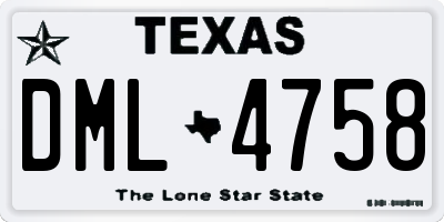 TX license plate DML4758