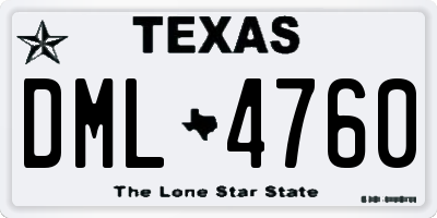 TX license plate DML4760