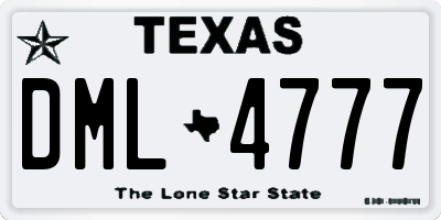 TX license plate DML4777