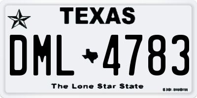 TX license plate DML4783