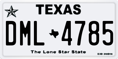 TX license plate DML4785