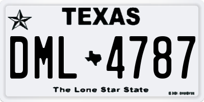 TX license plate DML4787