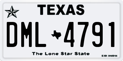 TX license plate DML4791