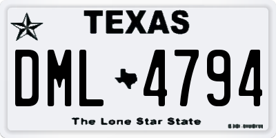 TX license plate DML4794