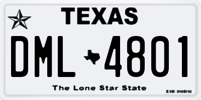 TX license plate DML4801