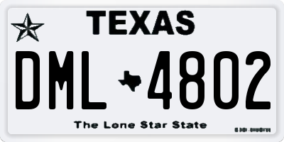 TX license plate DML4802