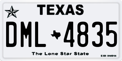 TX license plate DML4835
