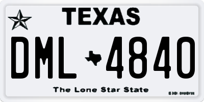 TX license plate DML4840