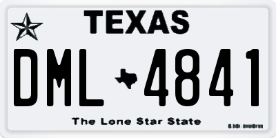 TX license plate DML4841