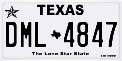 TX license plate DML4847