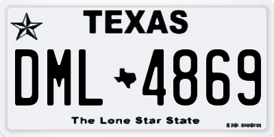 TX license plate DML4869