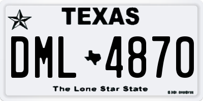 TX license plate DML4870