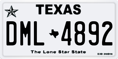 TX license plate DML4892