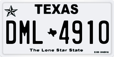 TX license plate DML4910