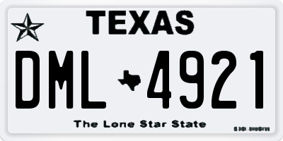 TX license plate DML4921