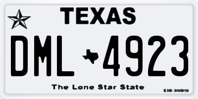 TX license plate DML4923