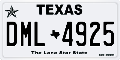 TX license plate DML4925