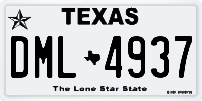 TX license plate DML4937