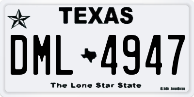 TX license plate DML4947