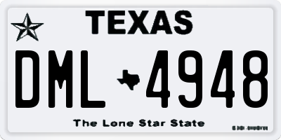 TX license plate DML4948