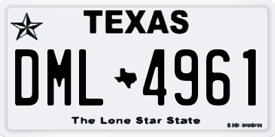 TX license plate DML4961