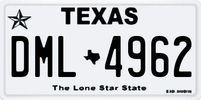 TX license plate DML4962