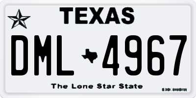 TX license plate DML4967