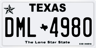 TX license plate DML4980
