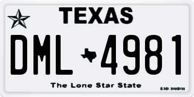 TX license plate DML4981