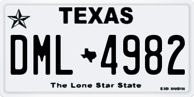 TX license plate DML4982