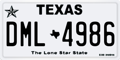 TX license plate DML4986