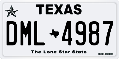 TX license plate DML4987