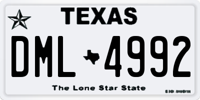 TX license plate DML4992