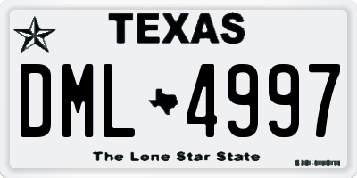 TX license plate DML4997