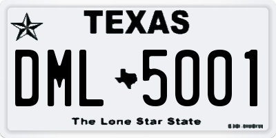 TX license plate DML5001