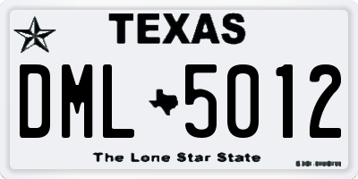 TX license plate DML5012