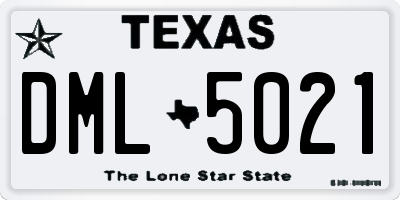 TX license plate DML5021