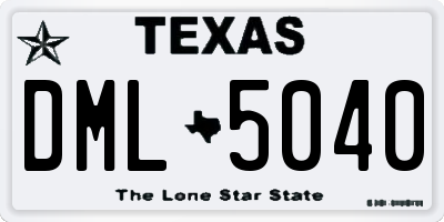 TX license plate DML5040