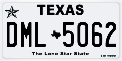 TX license plate DML5062